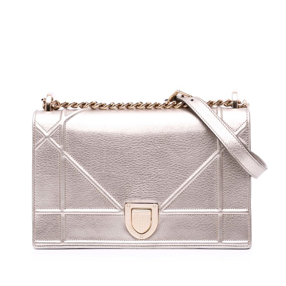 Pre-Loved Dior Medium Metallic Grained Calfskin Diorama Flap - Picture 1 of 12